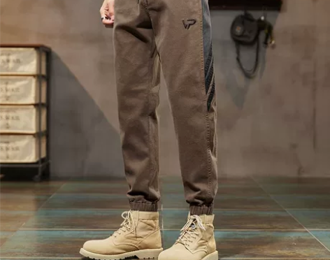 新品秋冬季加绒工装休闲裤子男士宽松束脚运动...