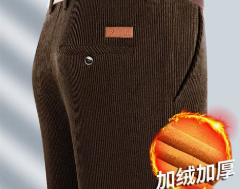 裤子加绒 加厚裤子纯棉灯芯绒男裤中老年人秋...