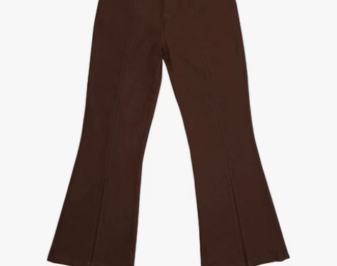 ziziFei开叉棕色微喇叭裤女夏复古辣妹...