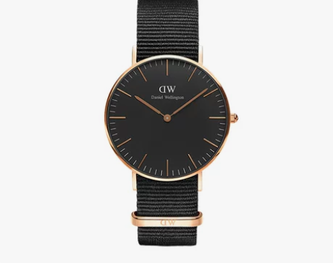 dw手表女 36mm大表盘女表女款黑色织纹...