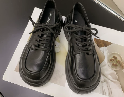 单鞋女2022设计感新款乐福复古厚底小众鞋...