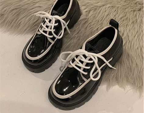 英伦风真皮小皮鞋女春季新款松糕厚底增高玛丽...