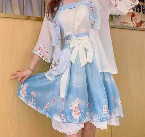 汉旭宋制汉服女中国风原创梦游仙境短裙褙子吊...