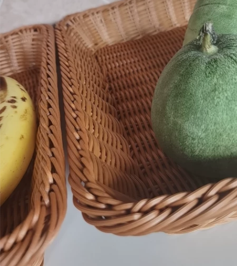 仿藤编织筐藤编水果篮子超市零食生鲜蔬菜框商...
