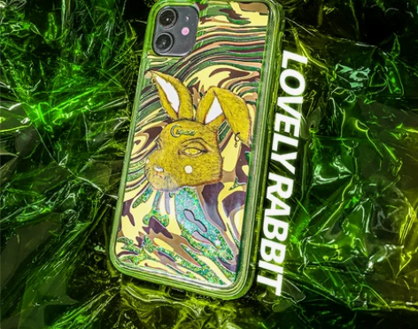 郑梅杰设计魔迷幸运兔流沙酷绿色适用苹果iP...