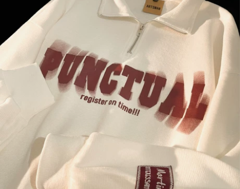 半拉链卫衣男秋季高街潮牌字母印花美式复古无...