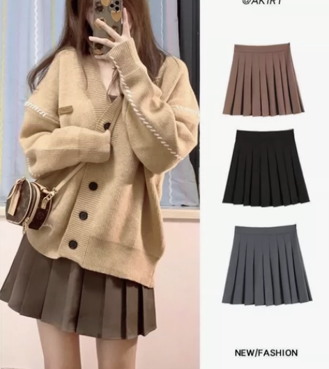 全新百褶裙西装面料 黑色百搭 包邮 ...