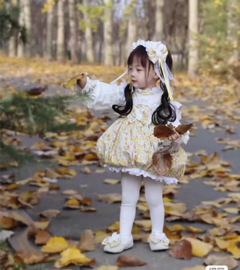 甜筒手作，秋天的兔子花苞兔女童花苞裙蓬蓬裙...