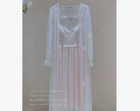 法式家居服吊带睡袍蕾丝网纱仙女公主风睡衣 ...