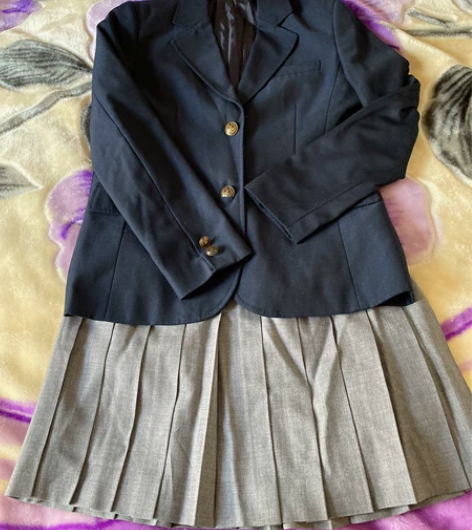 Eastboy灰色羊毛百褶裙jk制服裙藏蓝...