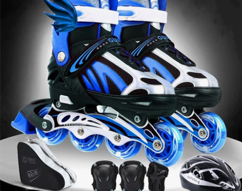 溜冰鞋儿童全套装直排轮滑旱冰男童女童初学者...