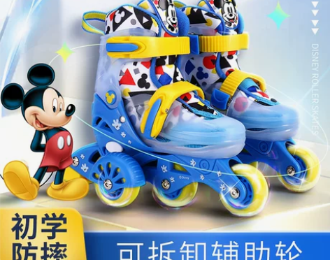 迪士尼溜冰鞋儿童初学者3岁5小童四轮双排滑...