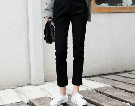 弹力紧身裤子女春秋休闲九分裤高腰显瘦直筒小...