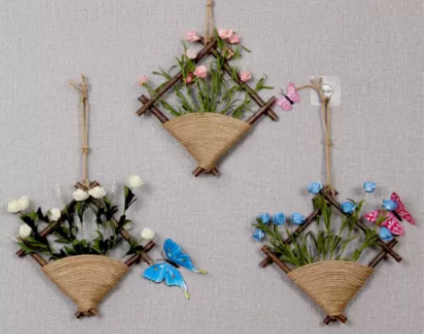 花篮吊篮装饰品仿真花挂件客厅挂墙摆设室内墙...