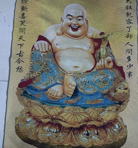 古玩收藏刺绣画织锦画苏绣 大广量心，唐卡镇...