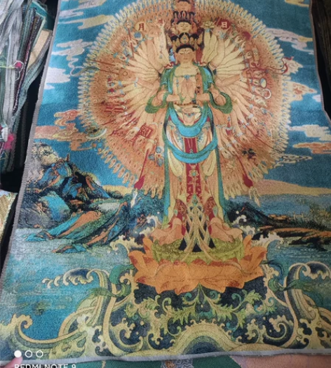 唐卡高品唐卡,宗教刺绣画 千手观音,丝绸刺...