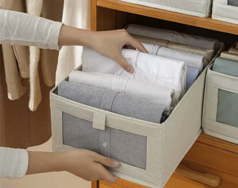 包邮全新布艺衣柜可视窗收纳盒箱抽屉式内衣衣...