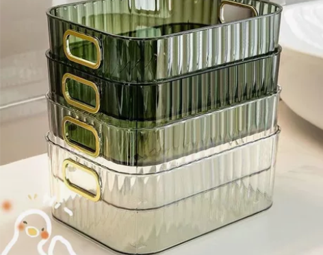 轻奢透明收纳盒小红书桌面杂物化妆品面膜收纳...