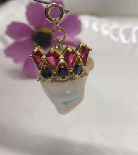 du金镶彩锆阿飘国王王冠巴洛克吊坠， 感兴...