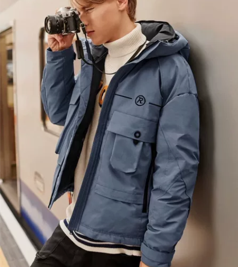 衣品天成男士短款羽绒服,蓝色,175,包邮...