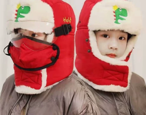 最后80个 儿童雷锋帽男童女童骑车防风帽秋...