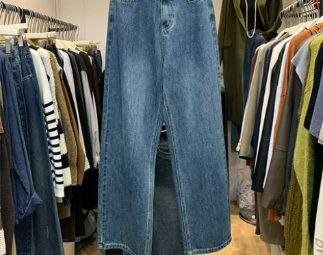 全新阔腿牛仔裤女2022秋季新款韩版高腰宽...