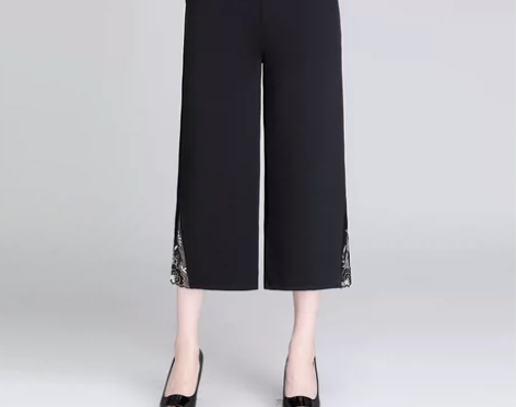 全新妈妈装春夏阔腿裤新款中老年女宽松高腰七...