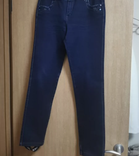 深蓝色女士中老年婆婆妈妈款 直筒牛仔裤31...