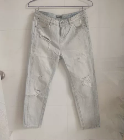 全棉破洞牛仔裤女春秋学生小个子长裤休闲裤韩...