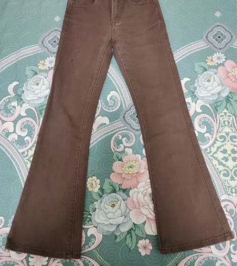 UANB百搭薄款复古新款微喇牛仔裤女高腰显...