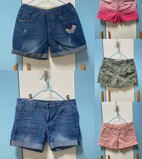 五条牛仔裤 蓝色牛仔短裤 粉色牛仔短裤 军...