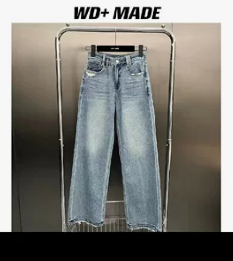 时尚韩版设计感高腰显瘦牛仔裤，99新，28...