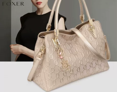 金狐狸包包新款女士大容量单肩女包名牌牛皮妈...