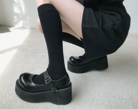单鞋女日系JK原宿软妹玛丽珍厚底松糕跟大头...