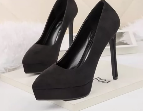 欧洲站职业超高跟鞋2023春季浅口细跟绒面...