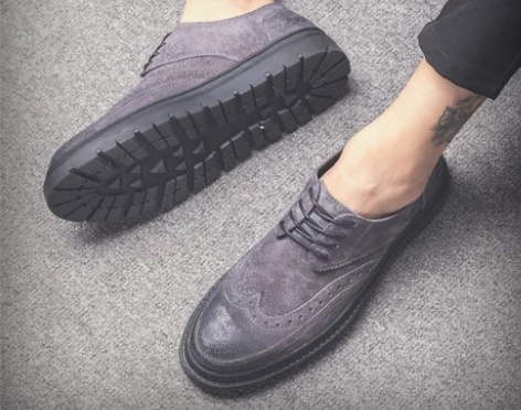 2017秋冬季英伦布洛克鞋子男士休闲皮鞋韩...