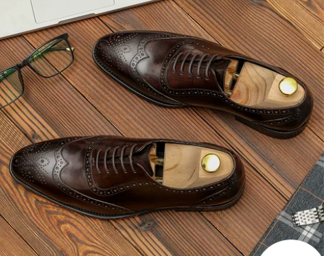 布洛克商务正装皮鞋男英伦真皮牛津巴洛克雕花...