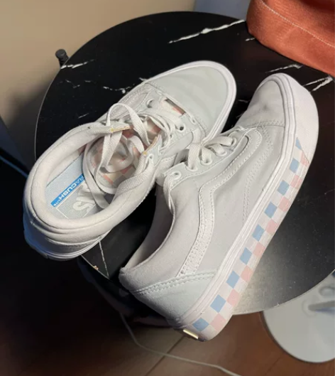 【包邮】vans韩国限定蓝粉棋盘格板鞋 非...