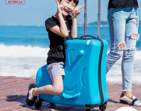 ins网红儿童行李箱可坐骑拉杆箱万向轮24...