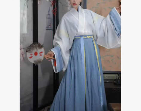 汉服 五五年家霜降  晋制交领齐腰裙 99...