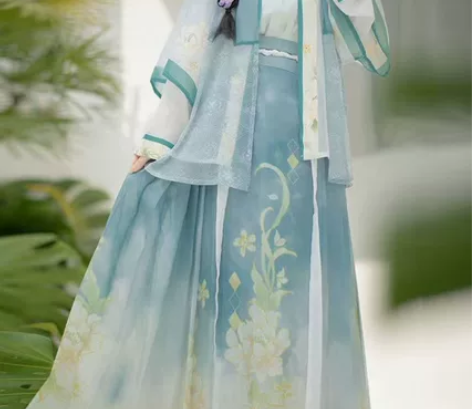 正品宋制吊带〈山茶花〉水蓝色套装，仅试穿，...