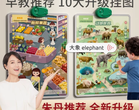 宝宝有声早教挂图幼儿童拼音学习神器认知点读...