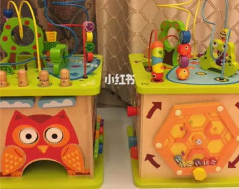 Hape开心农场森林动物游戏盒绕珠百宝箱宝...