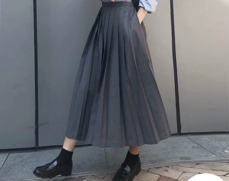 百褶大摆裙a字伞裙长裙21秋冬高腰高温压褶...
