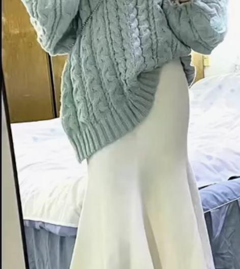 甜美针织半身鱼尾裙 女神高级感显瘦修身包臀...