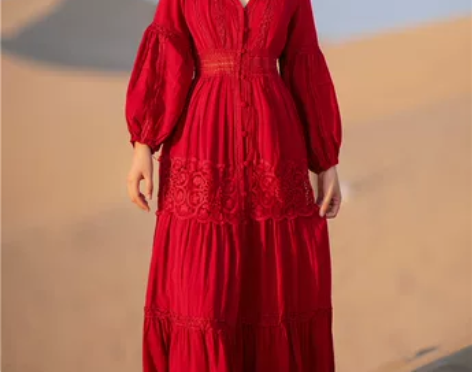 云南民族风女装西藏川西草原旅游裙子异域风情...