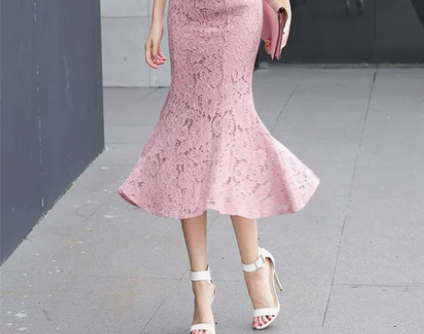 蕾丝包臀半身裙女夏2021新款中长款韩版高...