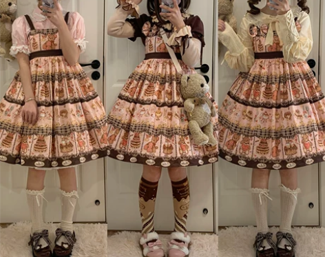 GD原创设计巧克力熊lolita连衣裙JS...
