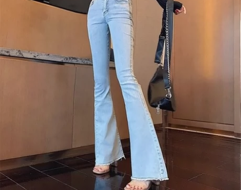 垂感喇叭裤子女2023新款修身牛仔裤春夏薄...