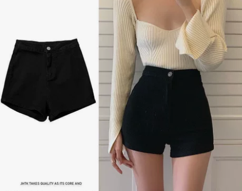 黑色牛仔短裤热裤M码 全新 江浙沪包邮